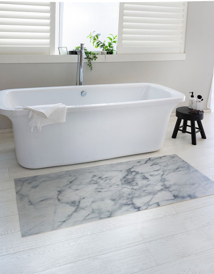 Tapis vinyle effet marbre blanc (blanc)
