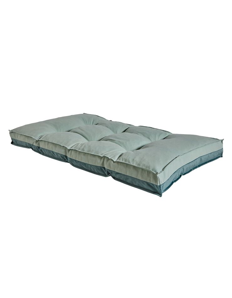 Long coussin de sol bi-matière velours/coton uni (céladon) Long coussin de sol bi-matière velours/coton uni (céladon)
