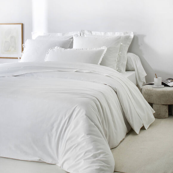 Linge de lit uni - percale de coton 72 fils/cm&sup2; (blanc)