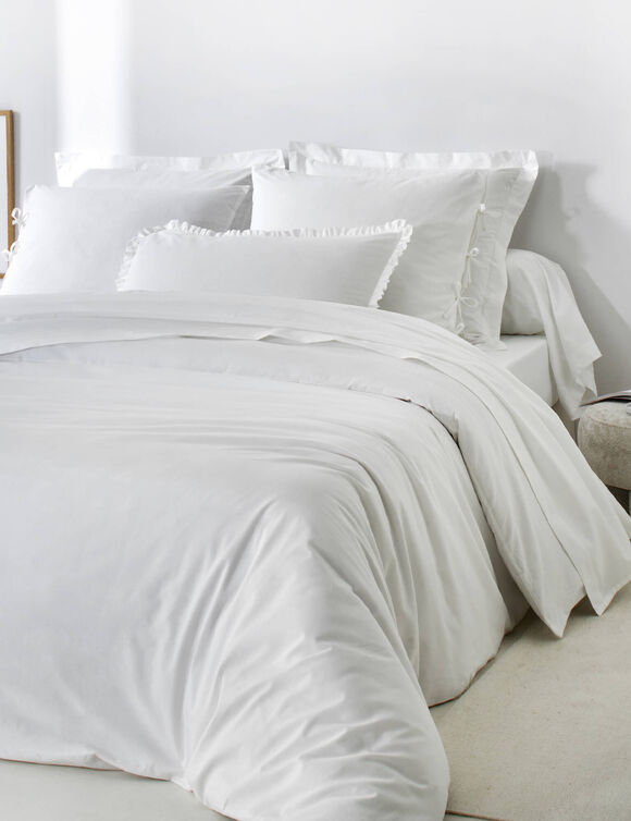 Linge de lit uni - percale de coton 72 fils/cm&sup2; (blanc)