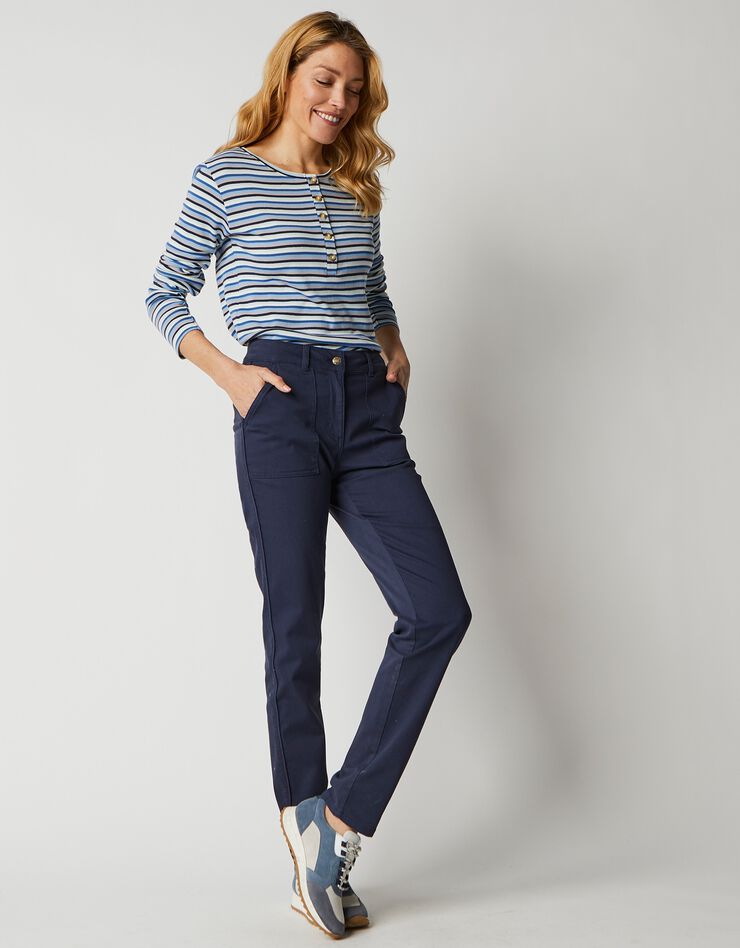 Pantalon chino à poches plaquées (marine) Pantalon chino à poches plaquées (marine)