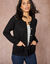 Cardigan uni maille fantaisie (noir)