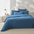Linge de lit uni en jersey passepoilé coton (bleu)