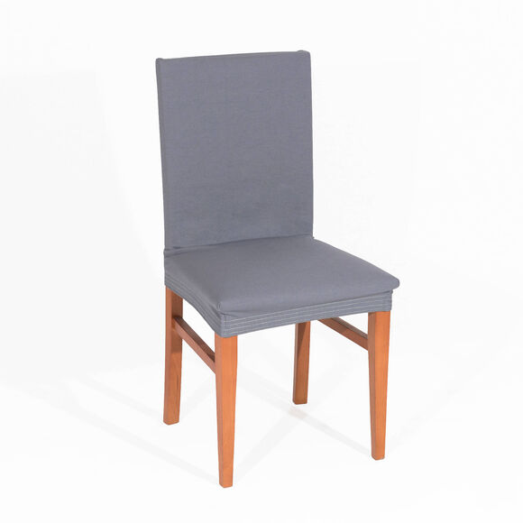 Housse chaise unie bi-extensible (gris)