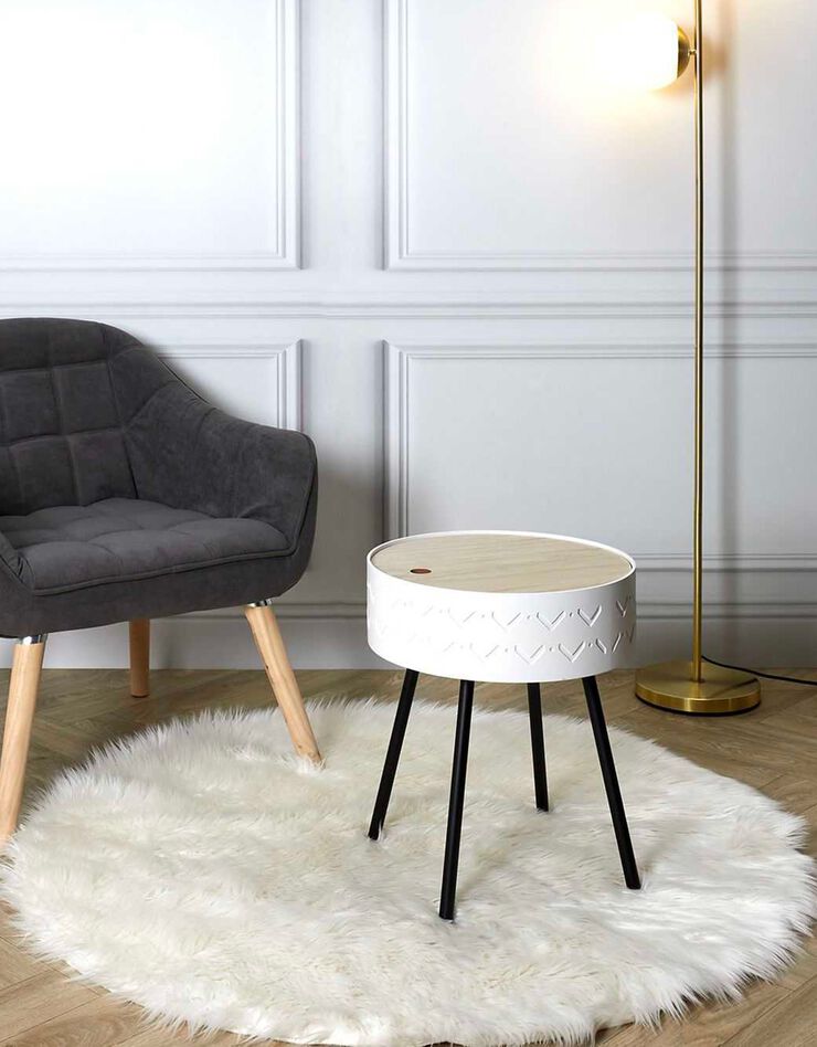 Table d’appoint-coffre déco - pieds métal (blanc)