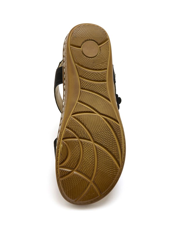 Sandales scratchées à fleurs, cuir velours (noir) Sandales scratchées à fleurs, cuir velours (noir)