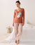 T-shirt de pyjama manches longues imprim&eacute; "feuillage" (terracotta)