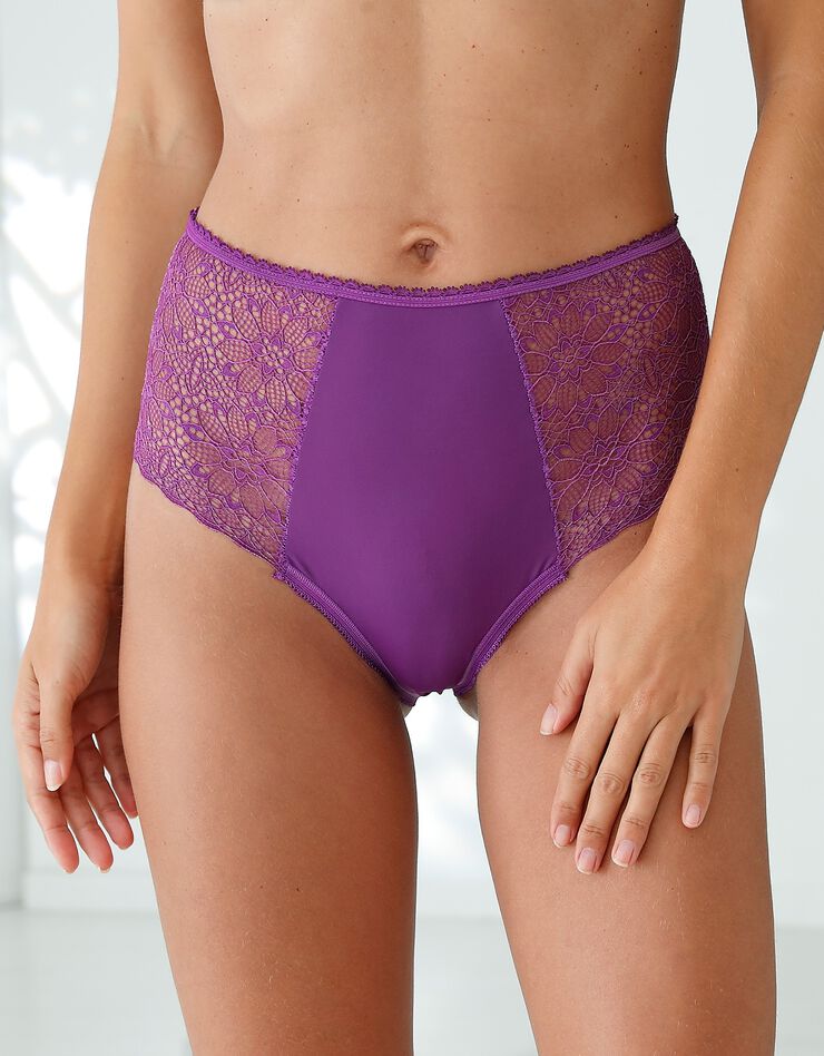 Culotte forme maxi microfibre et dentelle stretch - lot de 2 (violine) Culotte forme maxi microfibre et dentelle stretch - lot de 2 (violine)