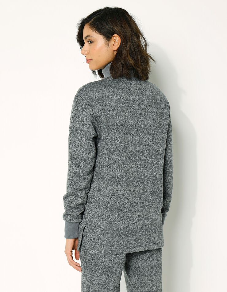Sweat en molleton effet chiné col montant zippé (gris chiné) Sweat en molleton effet chiné col montant zippé (gris chiné)