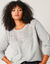 Pull col rond maille ajourée, toucher doux (gris chiné)