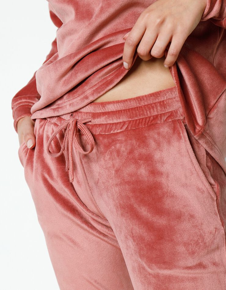 Pyjama velours stretch manches longues col boutonné (bois de rose) Pyjama velours stretch manches longues col boutonné (bois de rose)
