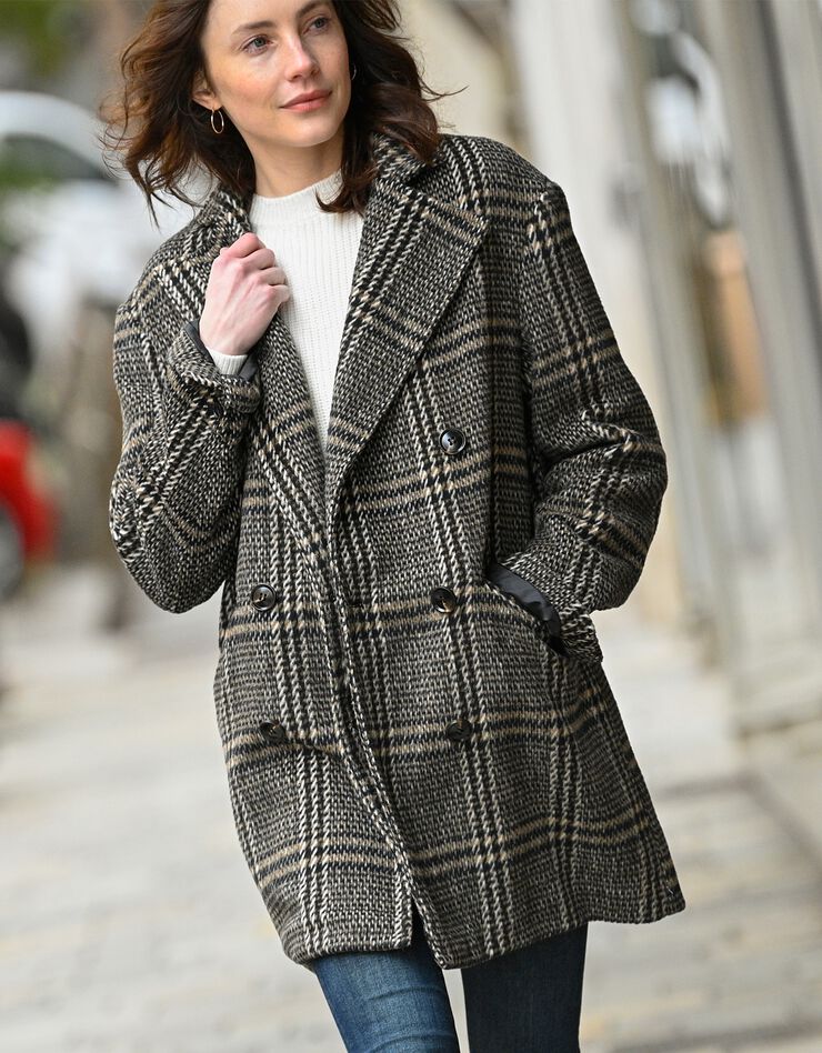 Manteau ample à carreaux (noir / beige) Manteau ample à carreaux (noir / beige)