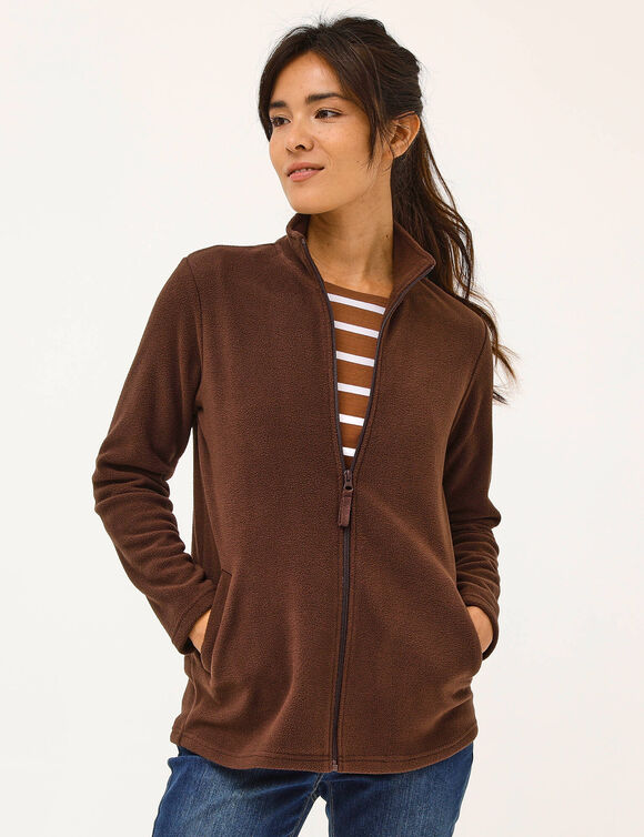 Veste zipp&eacute;e maille polaire, manches longues (chocolat)