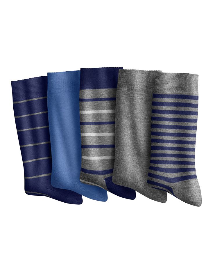 Mi-chaussettes fantaisie - lot de 5 paires (bleu)