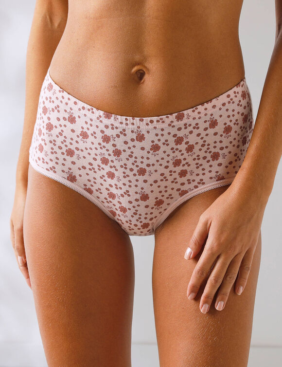 Culotte coton forme maxi unie et imprim&eacute;e floral - lot de 7 (rose / terracotta)