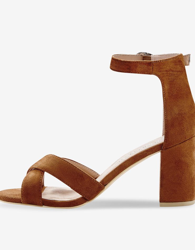 Sandales à talon dessus croisé (beige foncé) Sandales à talon dessus croisé (beige foncé)