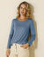 T-shirt uni col rond stretch (bleu glacier)