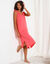 Chemise de nuit longue manches courtes broderie anglaise (corail)