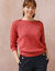 Pull col bateau uni, épaules boutonnées (rose chiné)