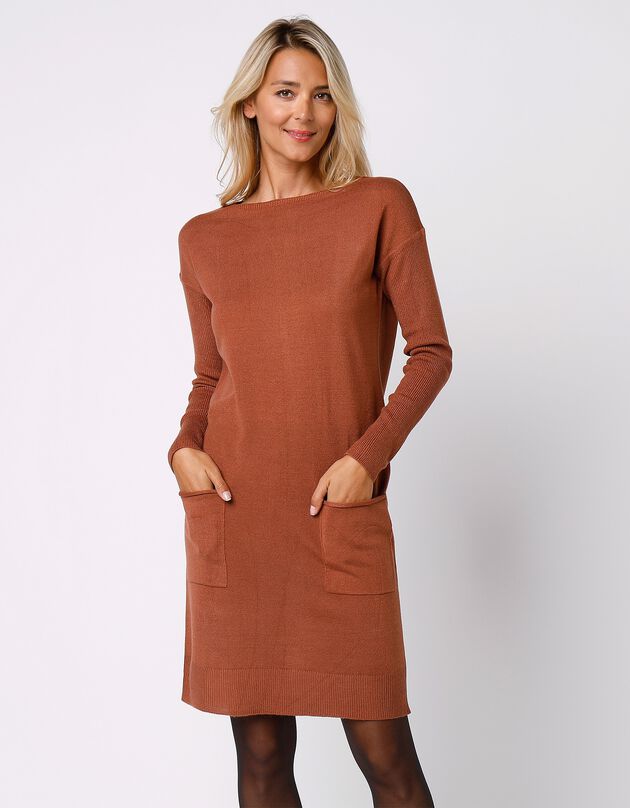 Robe pull à poches (noisette)
