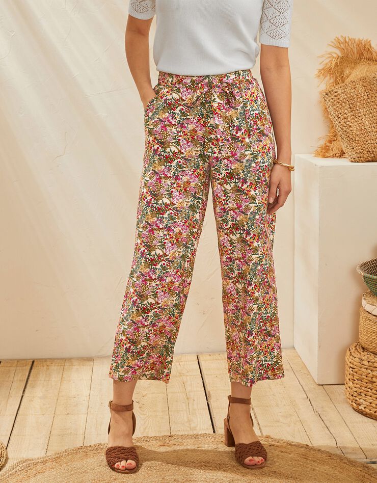 Pantalon raccourci fluide imprimé (havane) Pantalon raccourci fluide imprimé (havane)