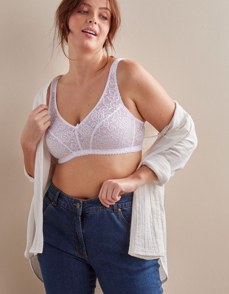 Soutien-gorge emboîtant dentelle florale - sans armatures (blanc) Soutien-gorge emboîtant dentelle florale - sans armatures (blanc)