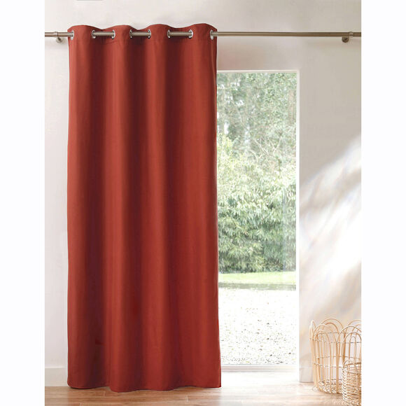 Rideau isolant uni envers polaire finition oeillets (terracotta)