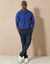 Polo uni maille piquée manches longues (bleu)