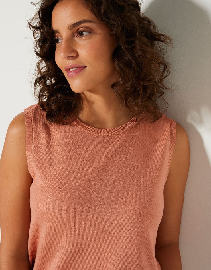 Pull sans manches toucher cachemire (rose grisé) Pull sans manches toucher cachemire (rose grisé)