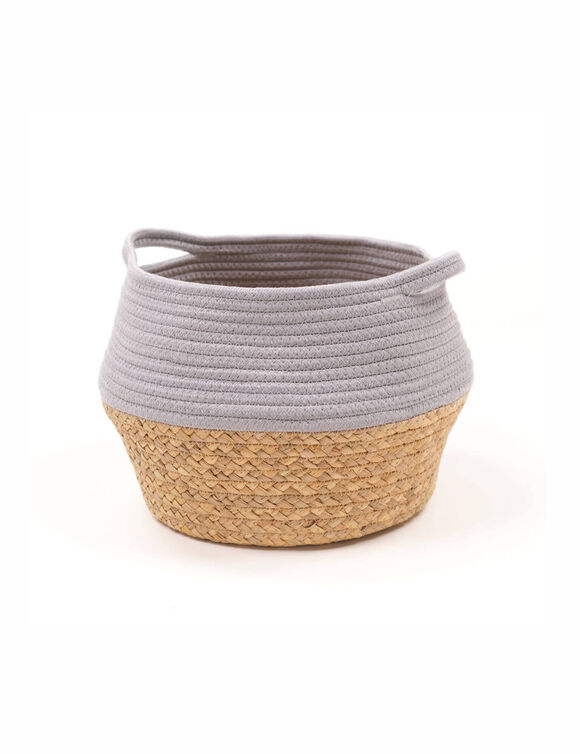 Panier bicolore rond corde coton (gris perle)