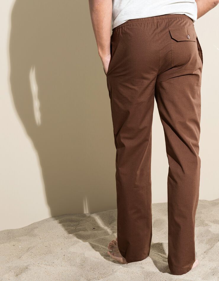 Pantalon toile taille élastiquée (taupe)