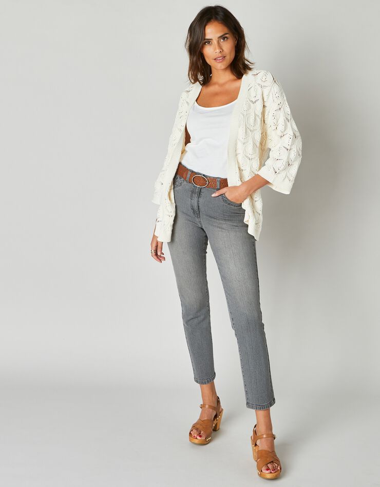 Gilet kimono, maille ajourée (écru) Gilet kimono, maille ajourée (écru)