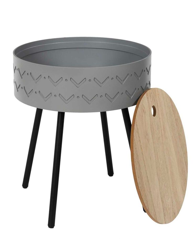 Table d’appoint-coffre déco - pieds métal (gris)