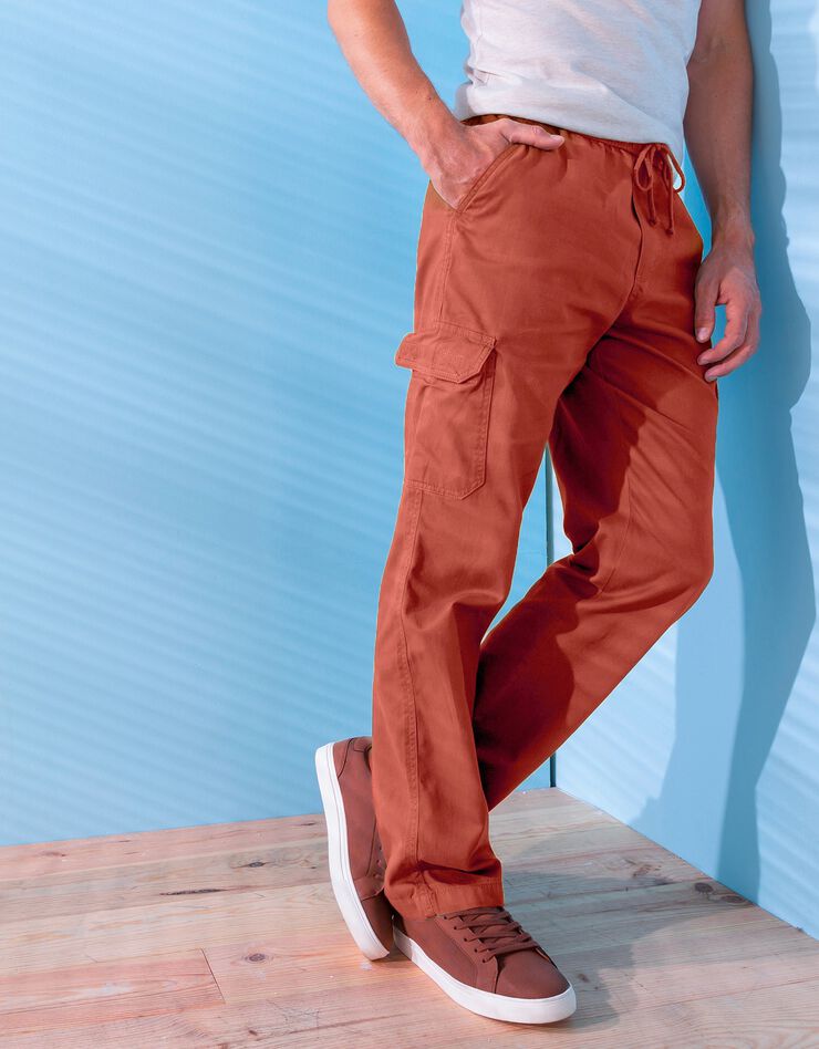 Pantalon cargo multipoches (brique)