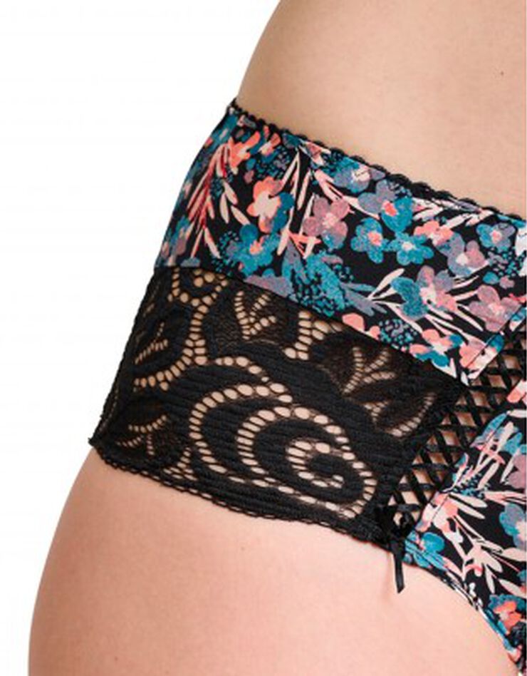 Shorty microfibre imprimée et dentelle "Amélie print" (noir) Shorty microfibre imprimée et dentelle "Amélie print" (noir)