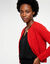 Gilet fa&ccedil;on veste, maille fantaisie (rouge)