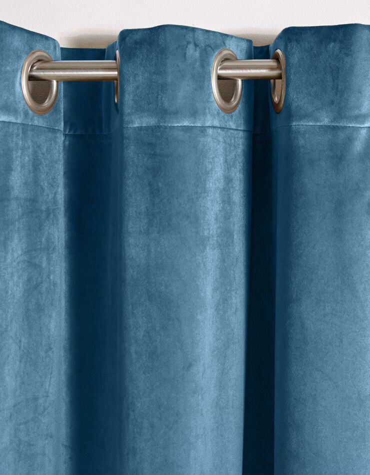 Rideau en velours uni à oeillets  (bleu paon)