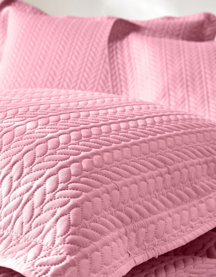 Couvre-lit matelassé microfibre motif géométrique (bois de rose)