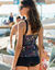 Tankini imprimé Soroa- coques moulées (noir / tomette)