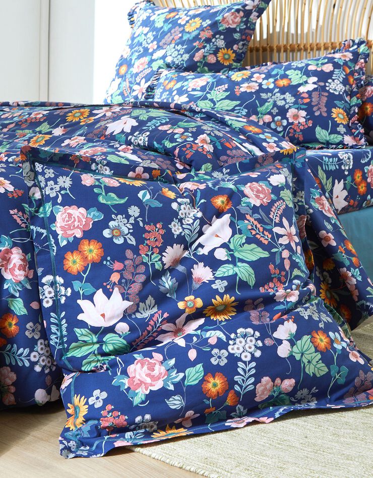 Linge de lit Kelly en coton imprimé floral (marine)