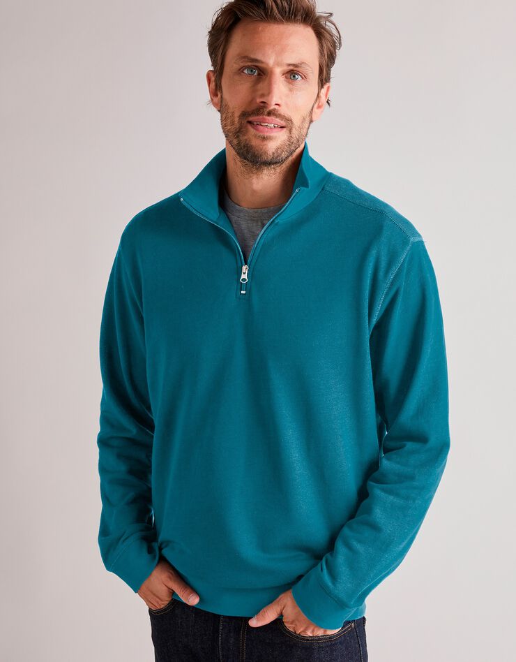 Sweat molleton col camionneur zippé (bleu canard) Sweat molleton col camionneur zippé (bleu canard)