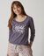 Tee-shirt manches longues coton uni imprimé placé "Beautiful"  (gris anthracite)
