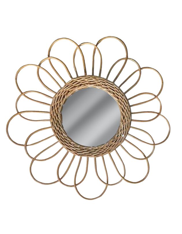 Miroir mural fleur en rotin (naturel)