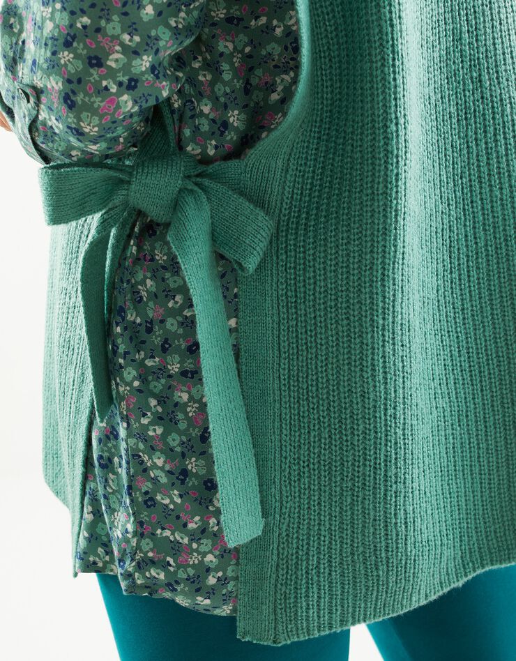 Pull tunique sans manches, maille anglaise toucher mohair (vert)