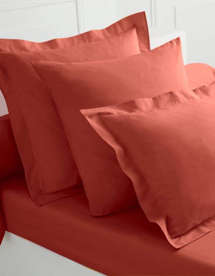 Drap-housse uni polyester - coton bonnet 32 cm (terracotta)