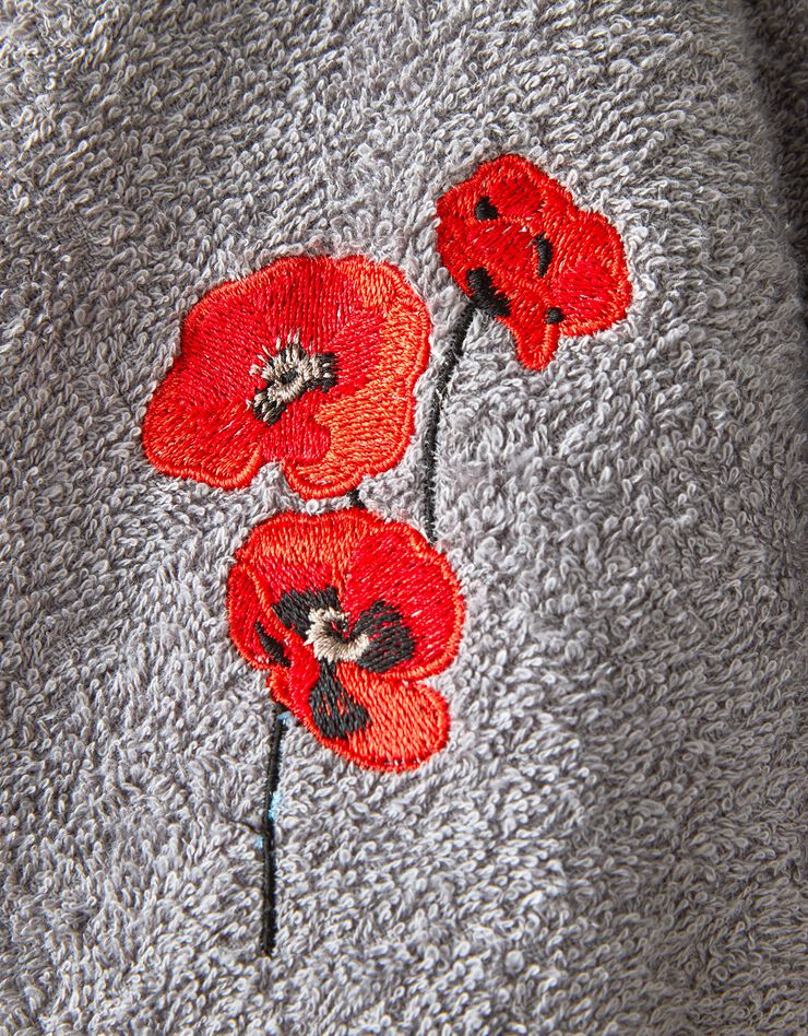 Torchons rond éponge brodée coquelicots - lot de 2 (gris)