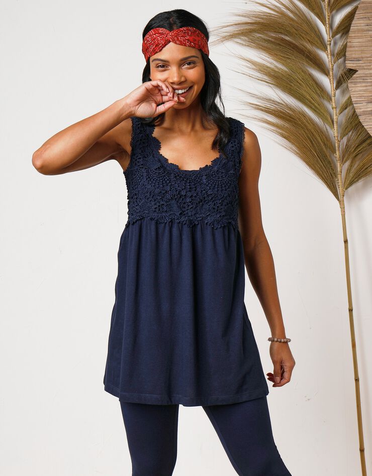 Tunique plastron macramé (marine) Tunique plastron macramé (marine)