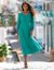 Robe longue boutonnée unie, crépon (vert)