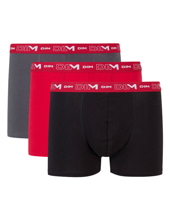 Boxer - lot de 3  (gris + noir + rouge)