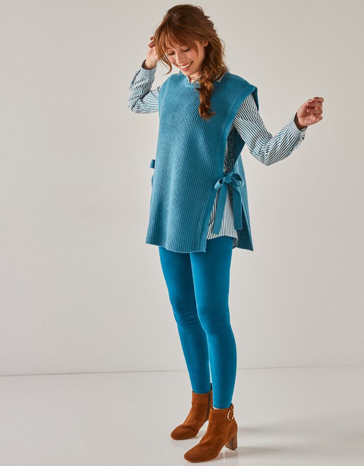Pull tunique sans manches, maille anglaise toucher mohair (bleu) Pull tunique sans manches, maille anglaise toucher mohair (bleu)